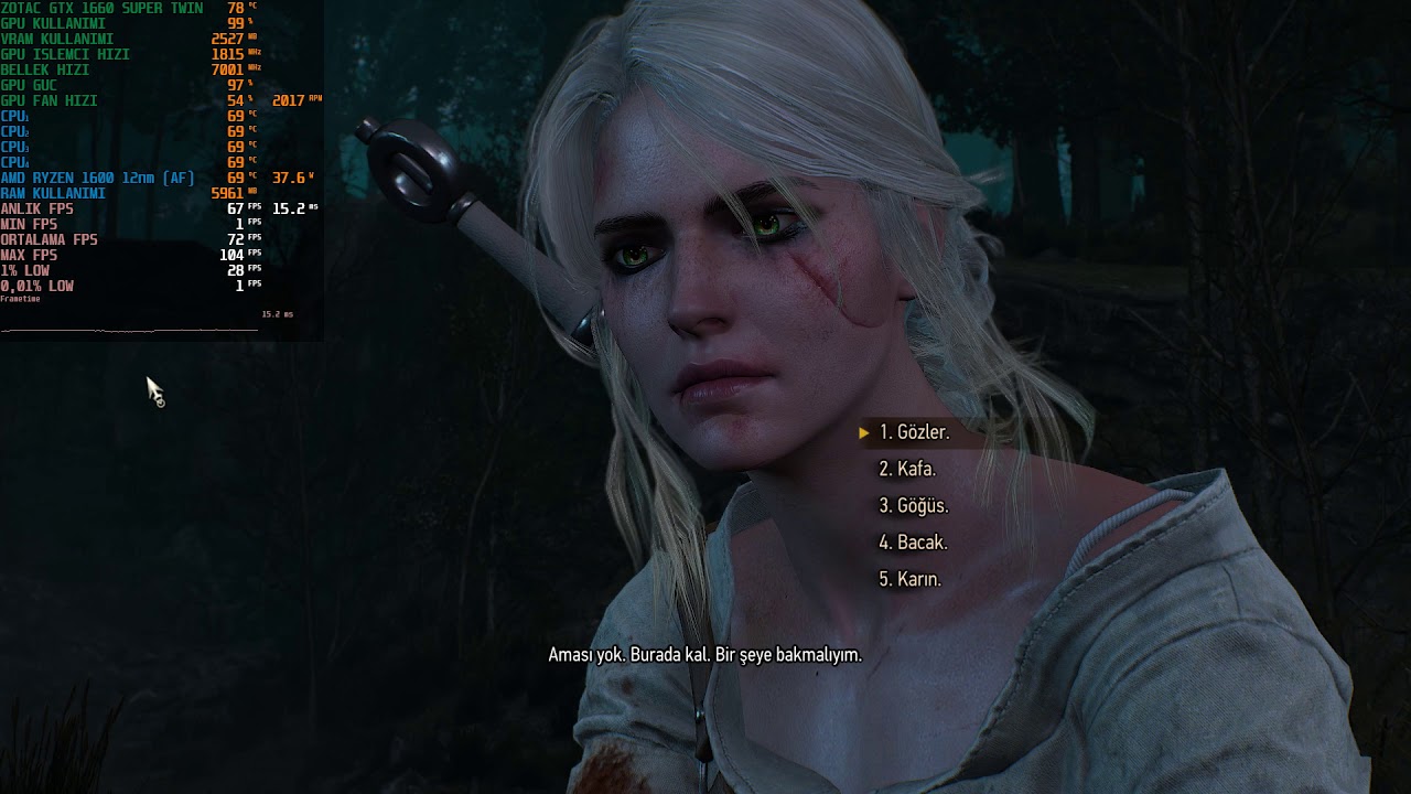 The Witcher 3 – 1660Super Ryzen5 1600 Ultra Graphics Test (FPS)